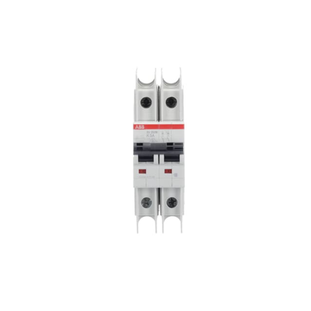 ABB SU202M-K3 3A 2 Pole Miniature Circuit Breaker front view