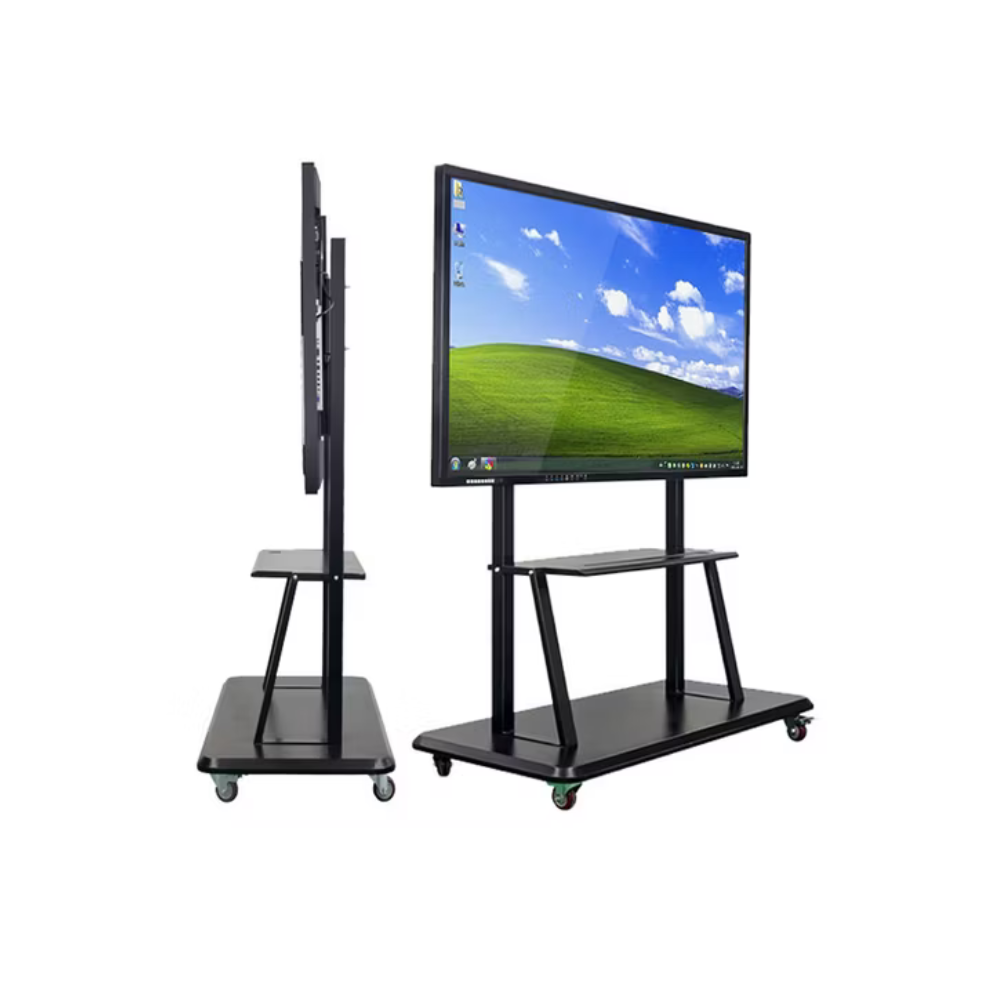 Rixian Technology 55-110 inch All-in-One interactive machine with mobile rack for education and conference applications.