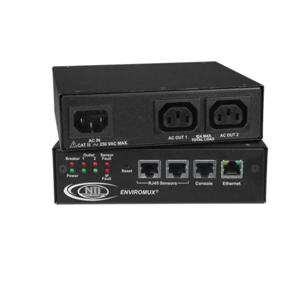 NTI IPDU-S2 Secure Remote Power Control Unit with two power outlets.