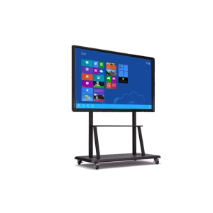 65-inch smart interactive whiteboard with movable rack for education and business.